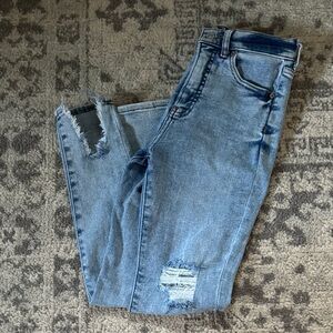 Express Light Blue Ripped Skinny Jeans